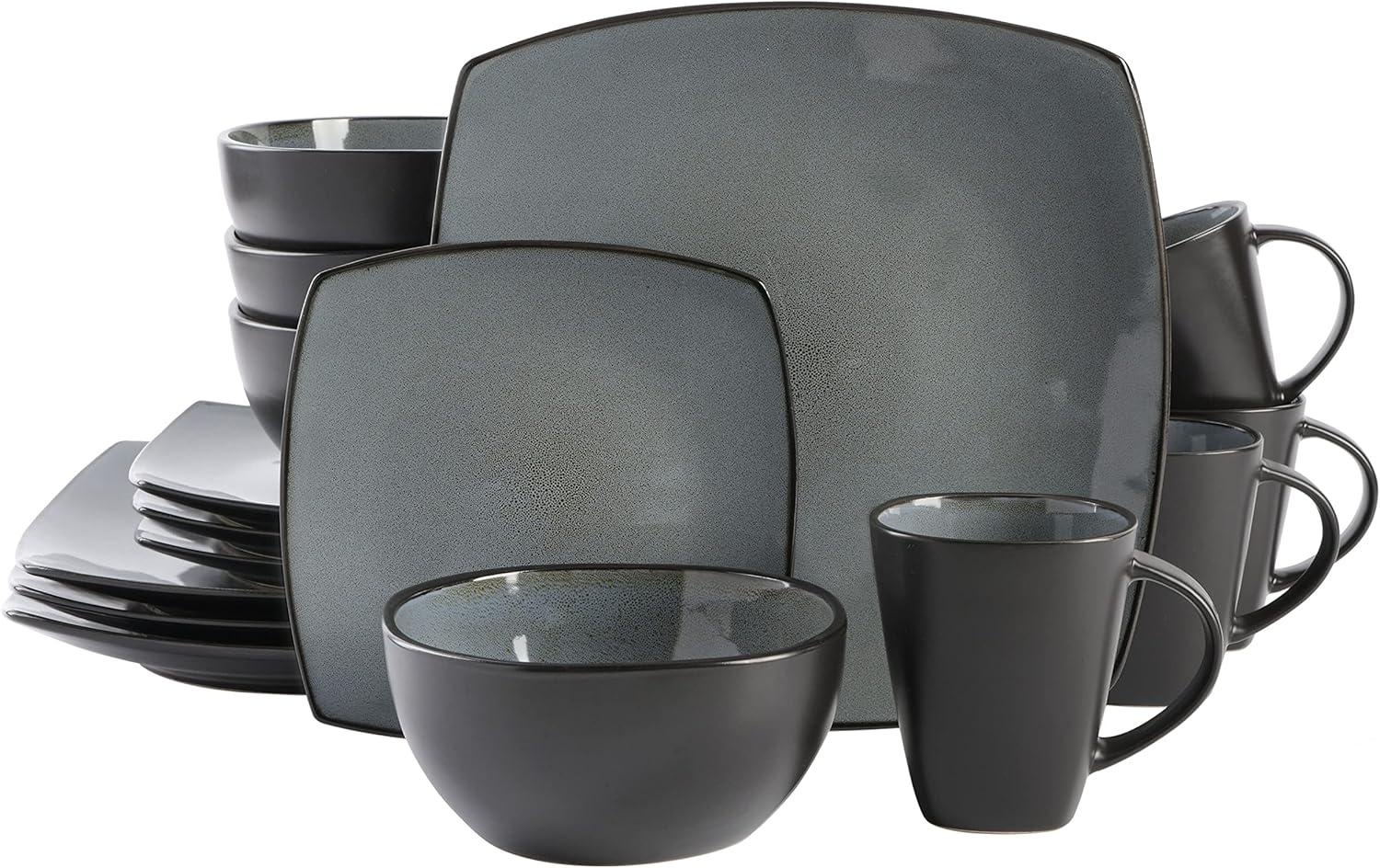 16pc Stoneware Soho Lounge Square Dinnerware Set - Gibson Soho Lounge