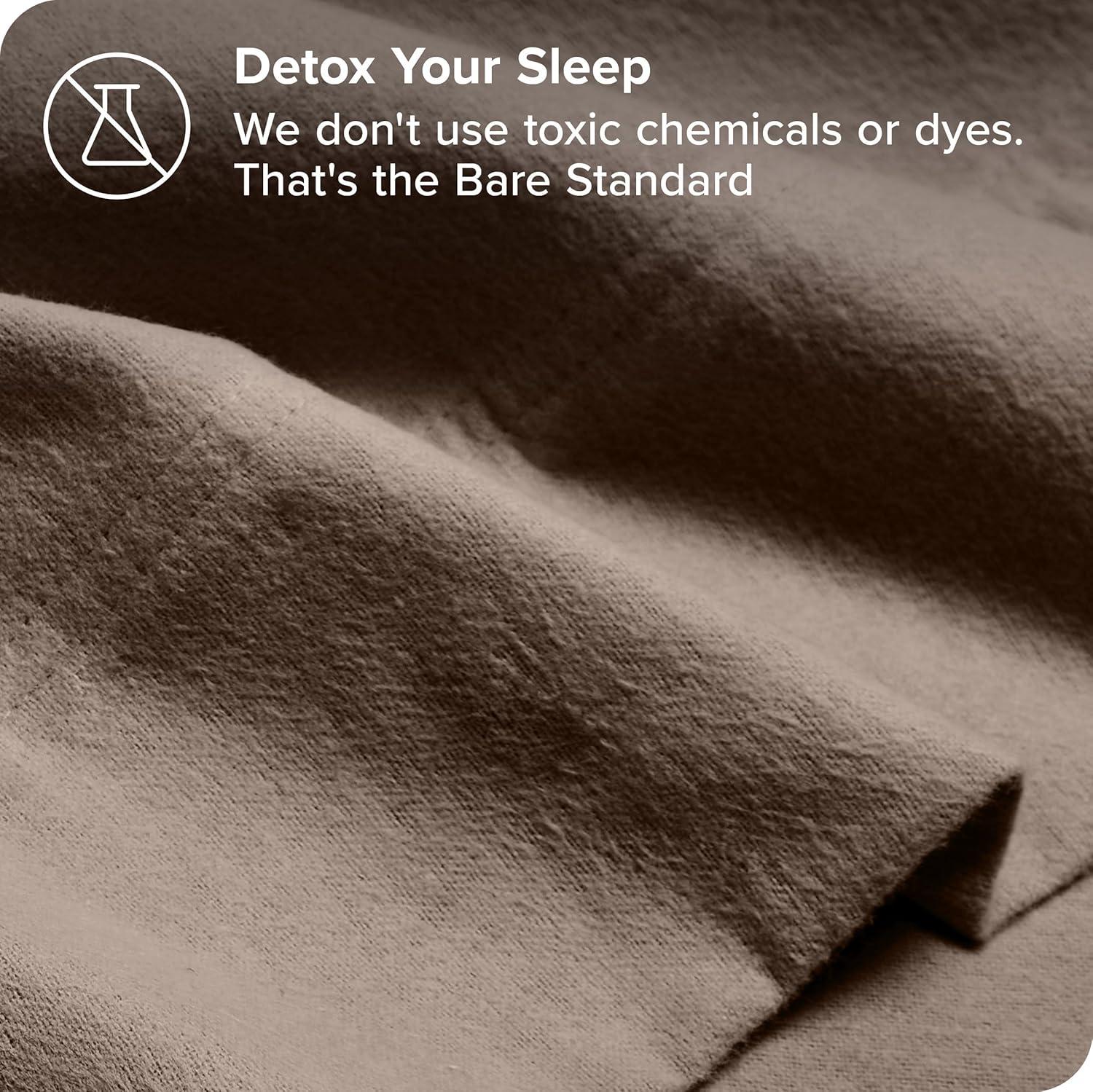 Taupe Organic Flannel Twin XL Sheet Set by Bare Home
