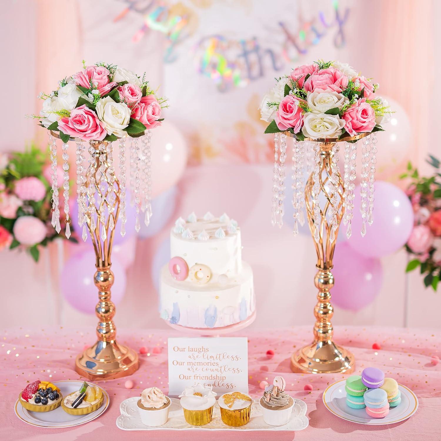 Nuptio Set of 2 Blue&White Artificial Flower Kissing ball, 15 Heads Fake Peony Silk Rose Flowers Bouquet for Centerpiece Wedding Birthday Party Home Table Decor