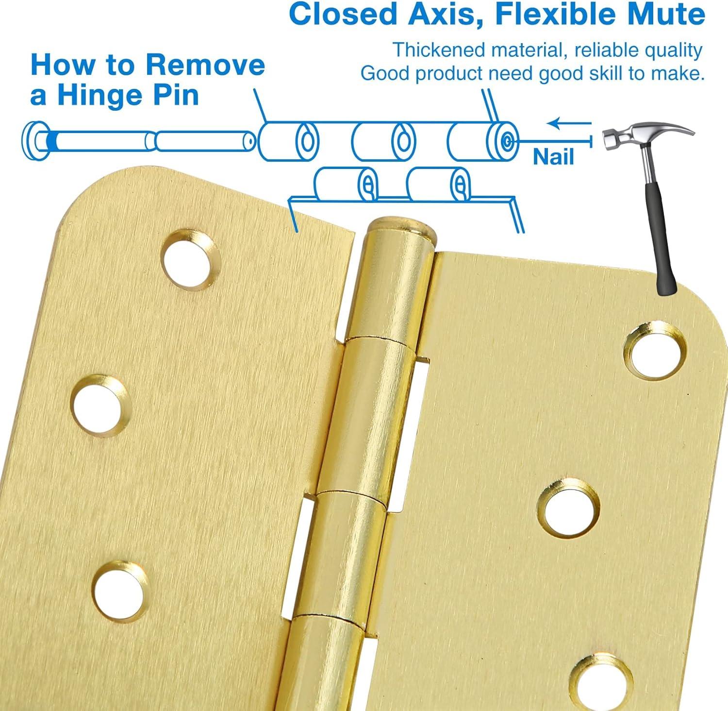 Design House Door Hinge 4-Inch, 5/8-inch Radius, 3-Pack (Set of 3)