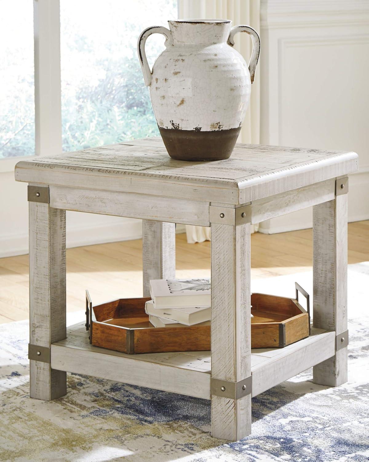 Contemporary Gray Rectangular End Table with Storage
