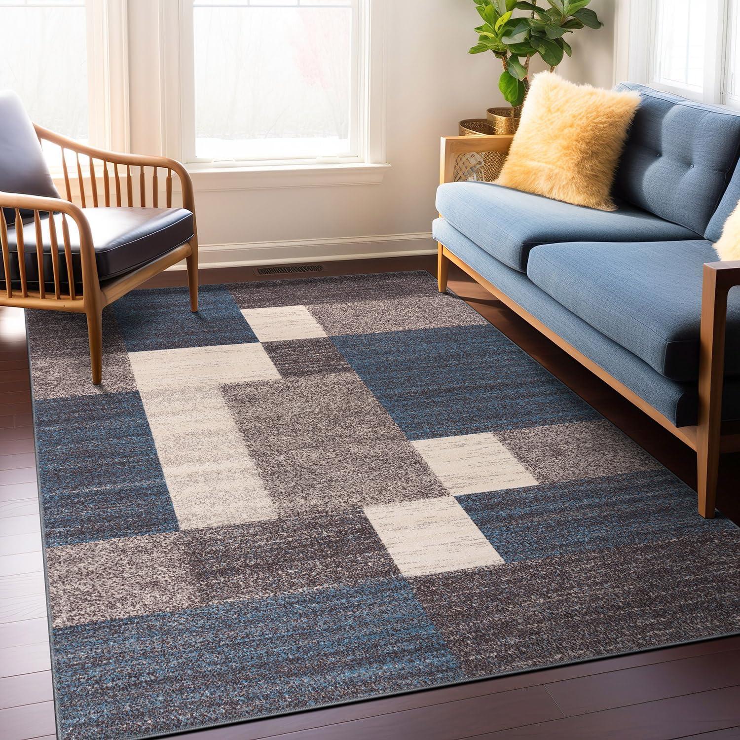 World Rug Gallery Modern Boxes Design Non-slip (Non-skid) Area Rug