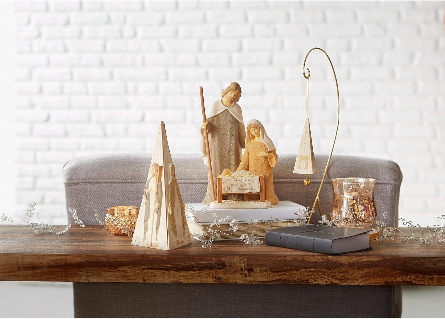 9.25" Beige Stone Resin Nativity Pyramid Figurine Set