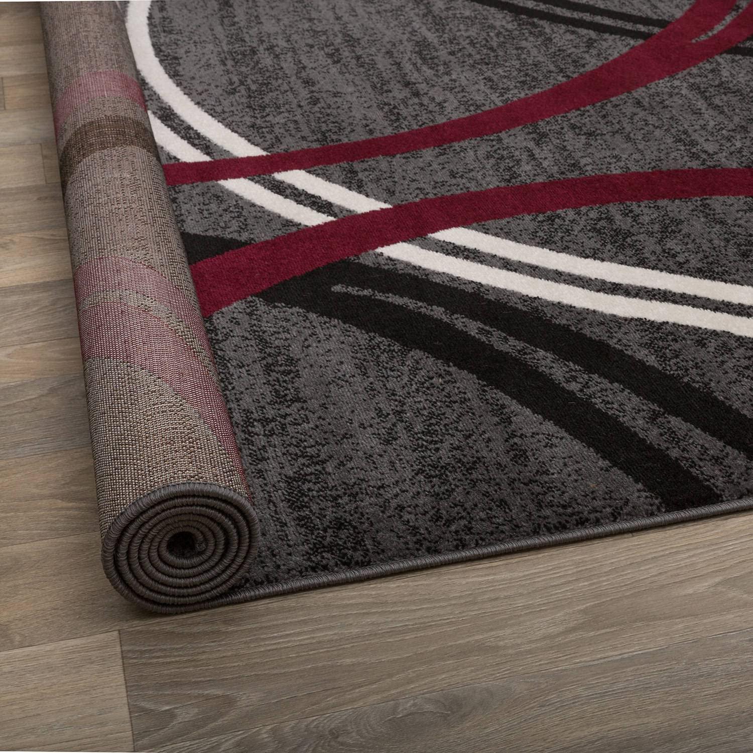 World Rug Gallery Contemporary Abstract Circles Design Area Rug - RED 2'7"x4'