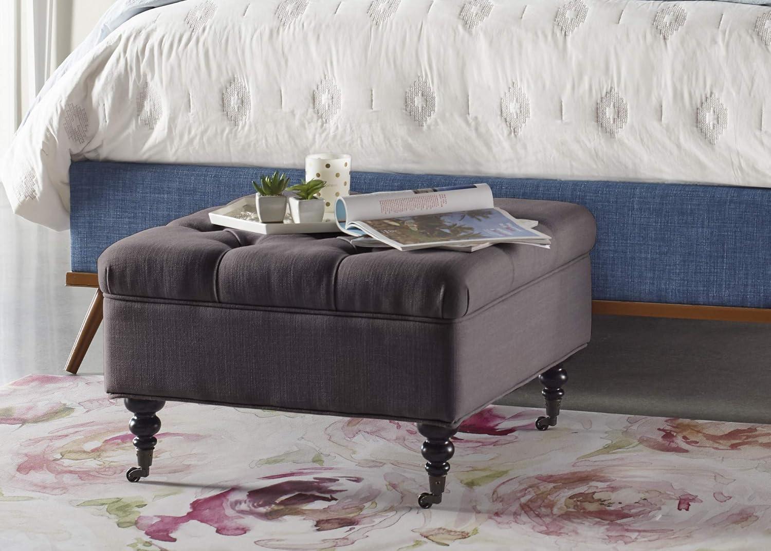 Abbot Square Tufted Ottoman with Storage and Casters - Serta