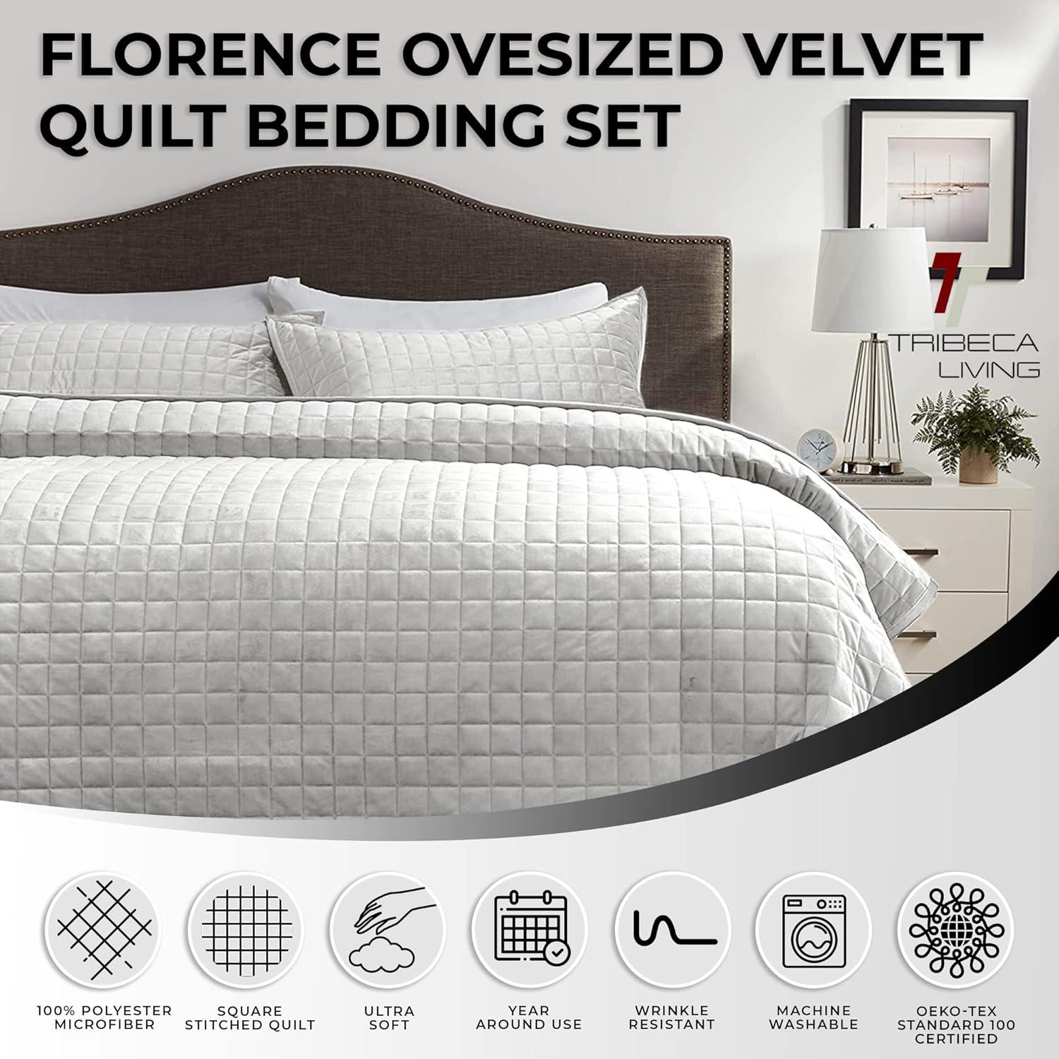 Florence Velvet Oversized Quilt Set - Tribeca Living