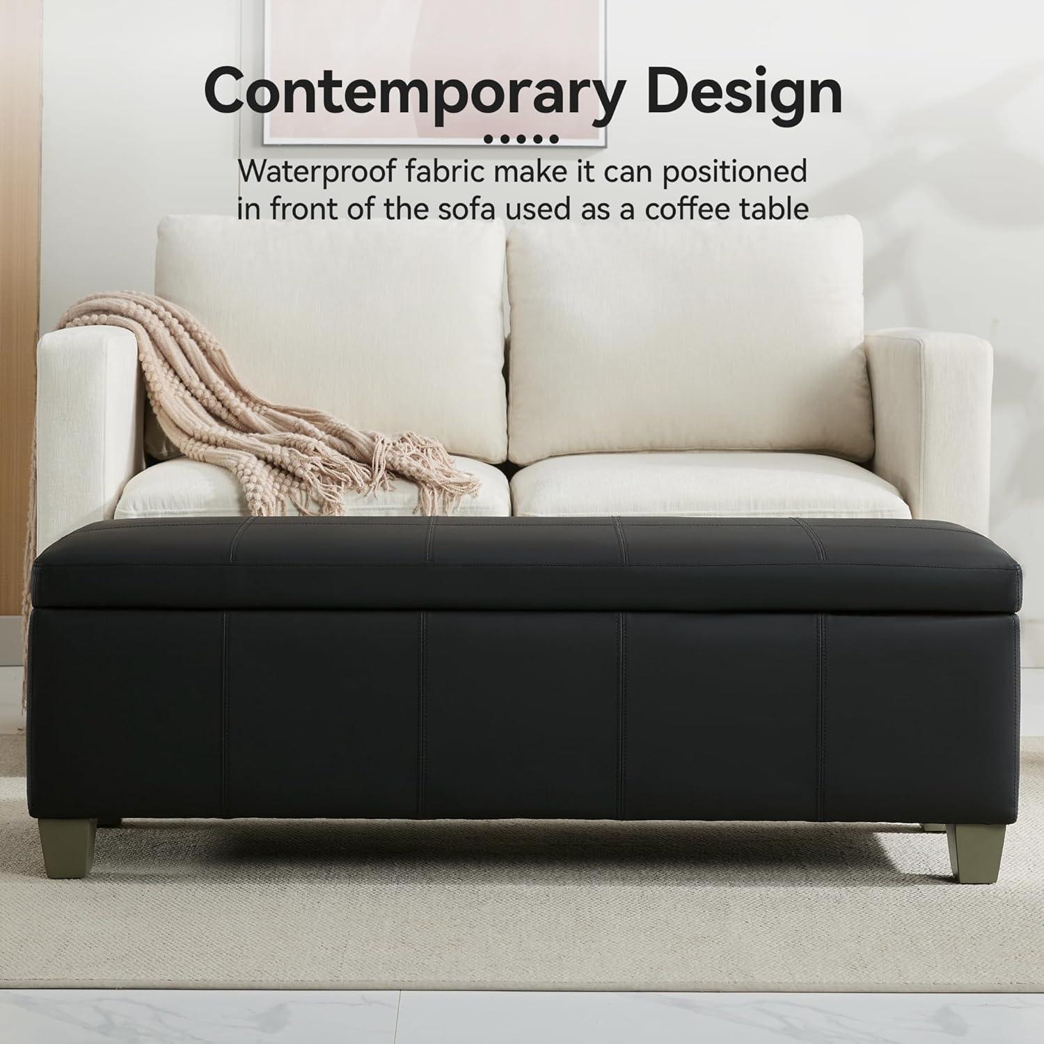 Ebern Designs Faux Leather Upholstered Storage Bench | Wayfair