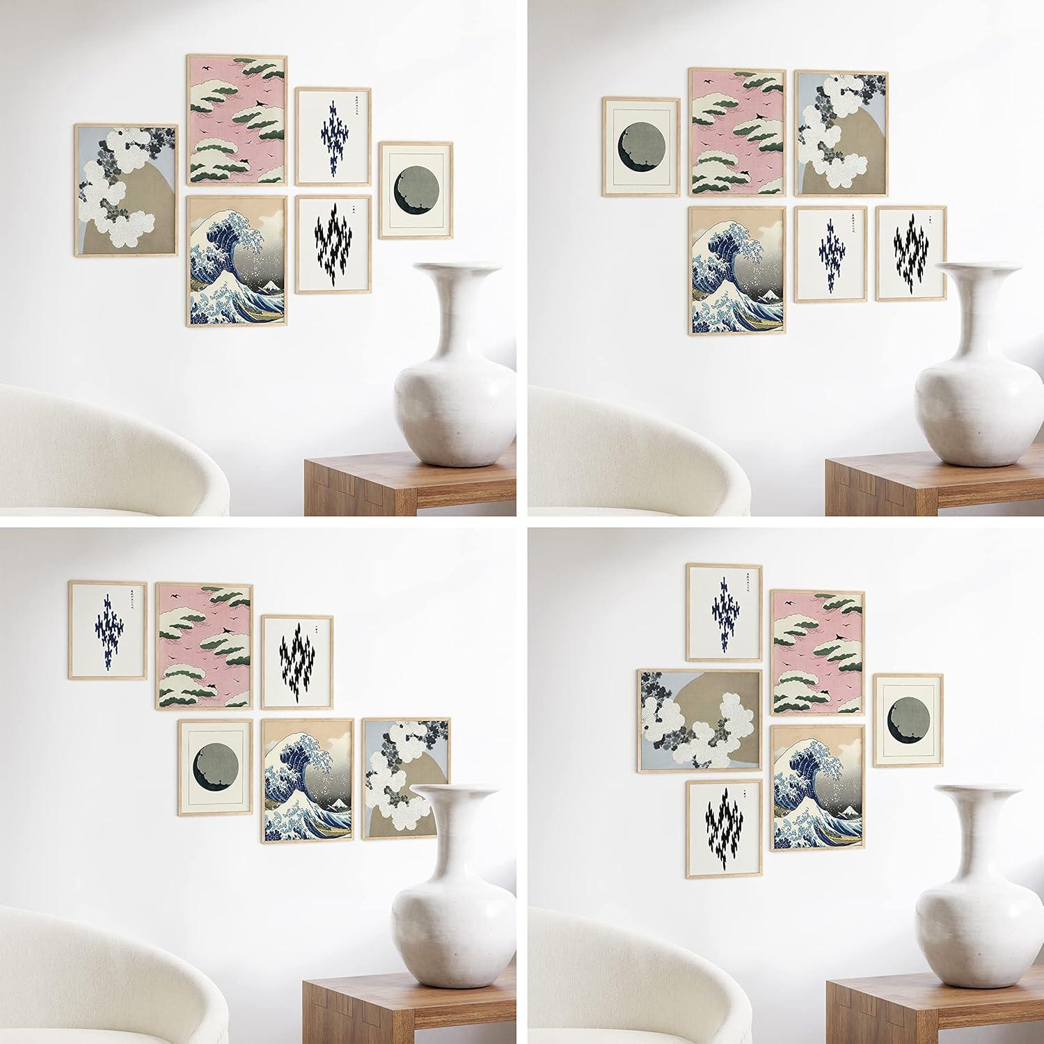 Natural Oak Wood Wall Mounted Picture Frame Set