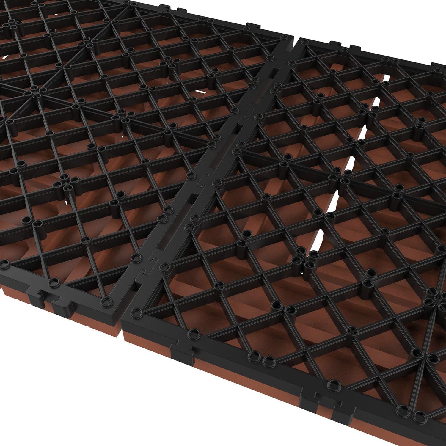 Deck Tiles - 24-Pack Wood Plastic Composite Interlocking Patio Tiles - Outdoor Flooring for Balcony, Porch, and Garage by Pure Garden