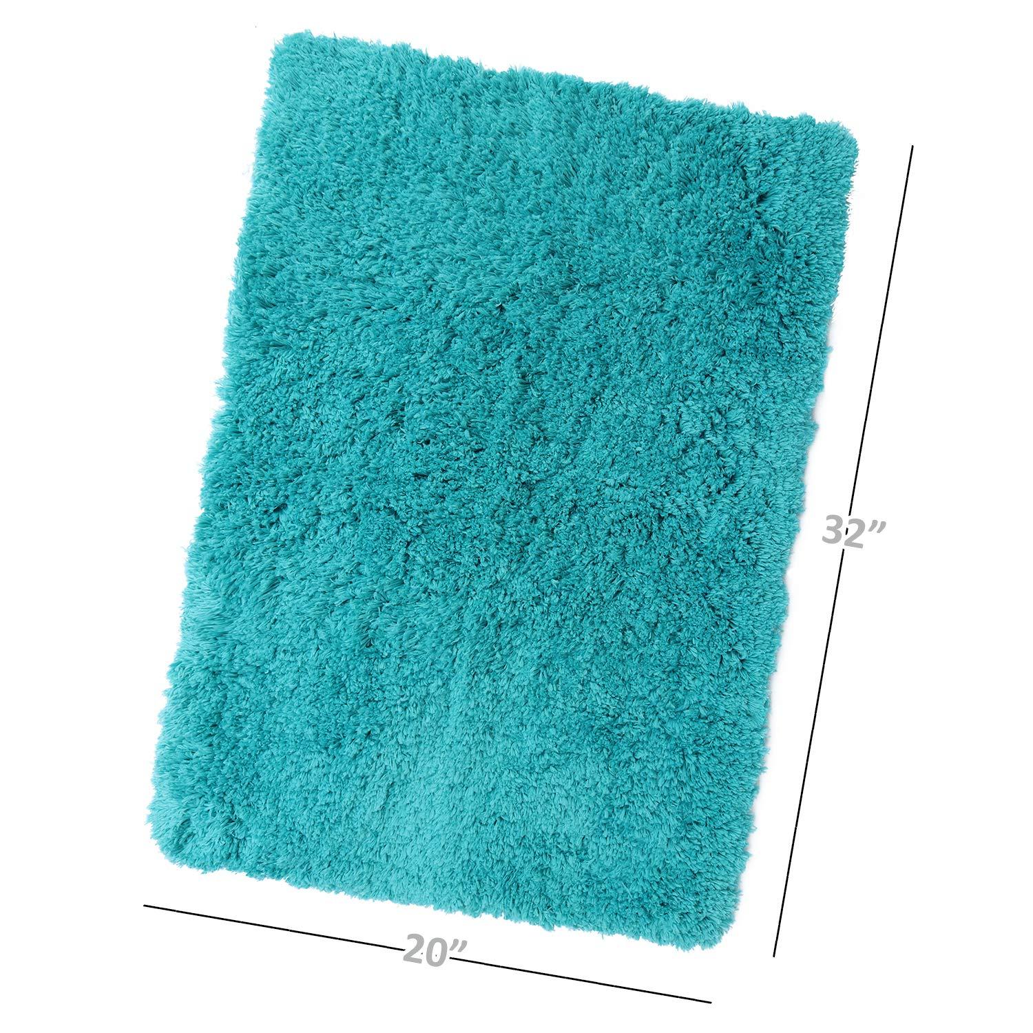 Nestl Super Soft Shaggy Bath Rug, Absorbent Bathroom Rug, Small Medium and Contour, Teal