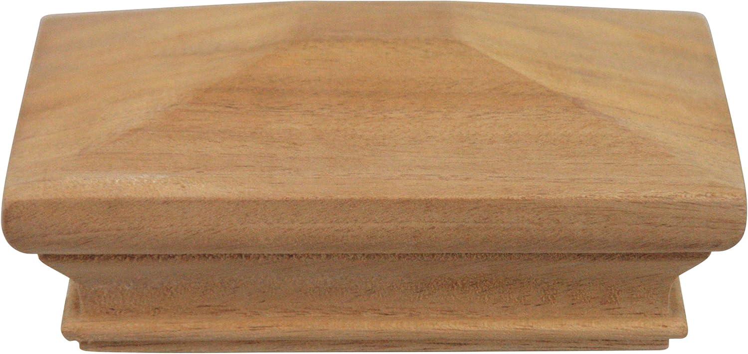 4x4 Traditional Wood Pyramid Post Cap by Captiva - One-Piece Miterless - 3/8" Extended Lip - (3-1/2" x 3-1/2")