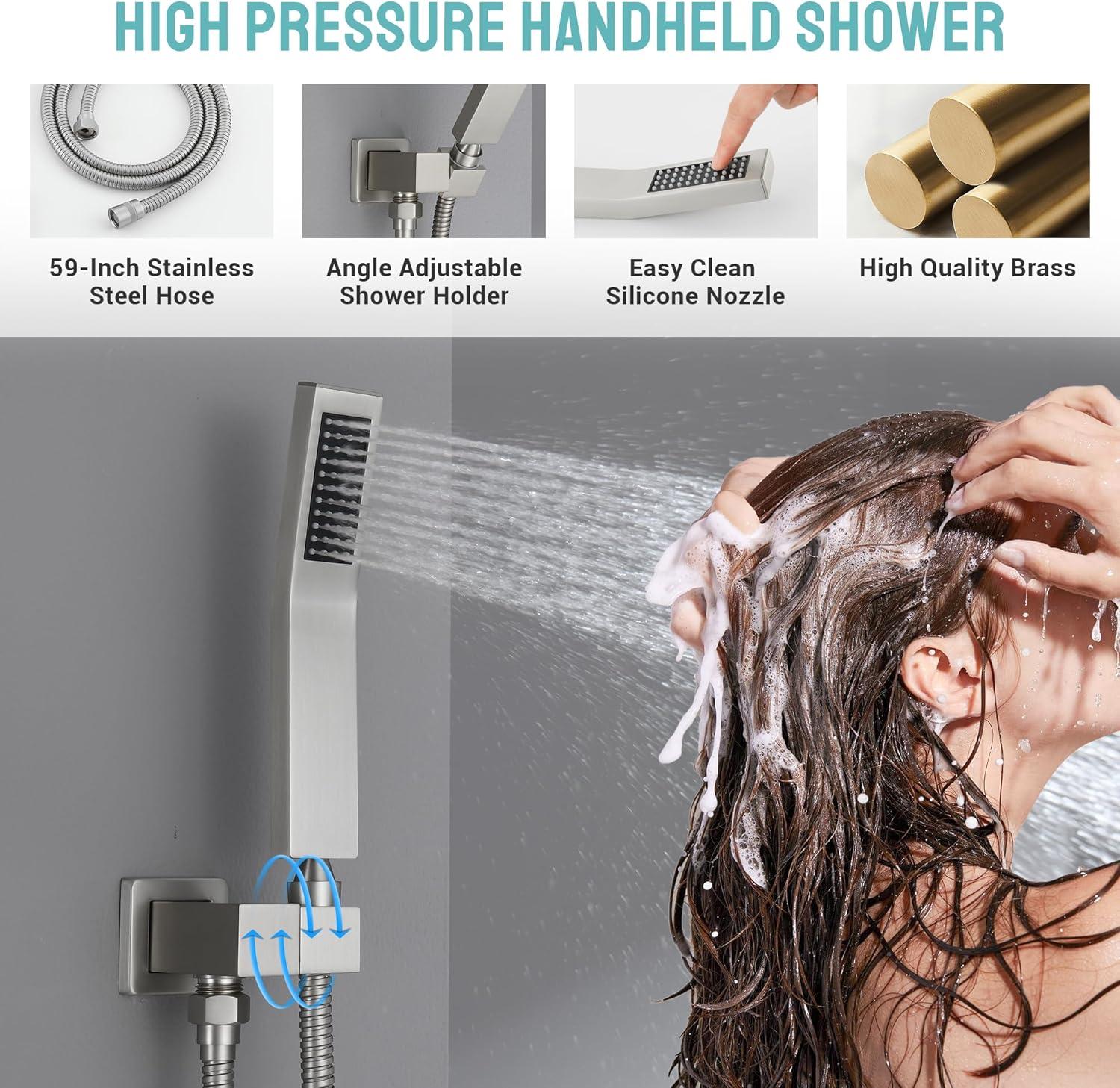 Herathena 3 Functions Ceiling Mounted Luxury Shower System with 6 Body Jets (Rough-in Valve Included)