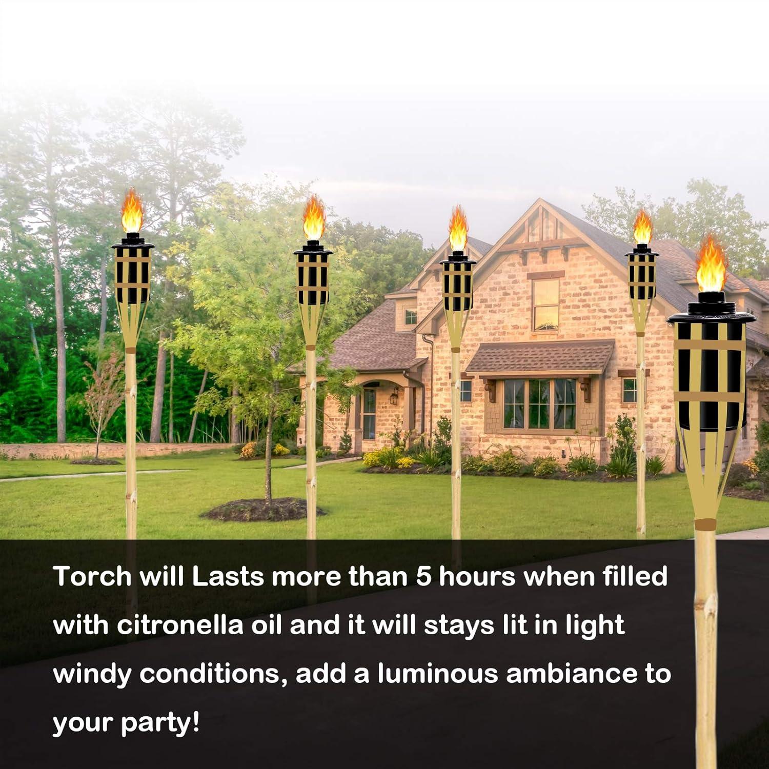Nonley Outdoor Torch Canisters, Torch Replacement Canister 12 oz, Citronella Fuel Bamboo Torch Refill Canister with Wicks and Covers, Patio Metal Torch for Luau Party, DIY Garden Decor (4 Pack) 4 Pack