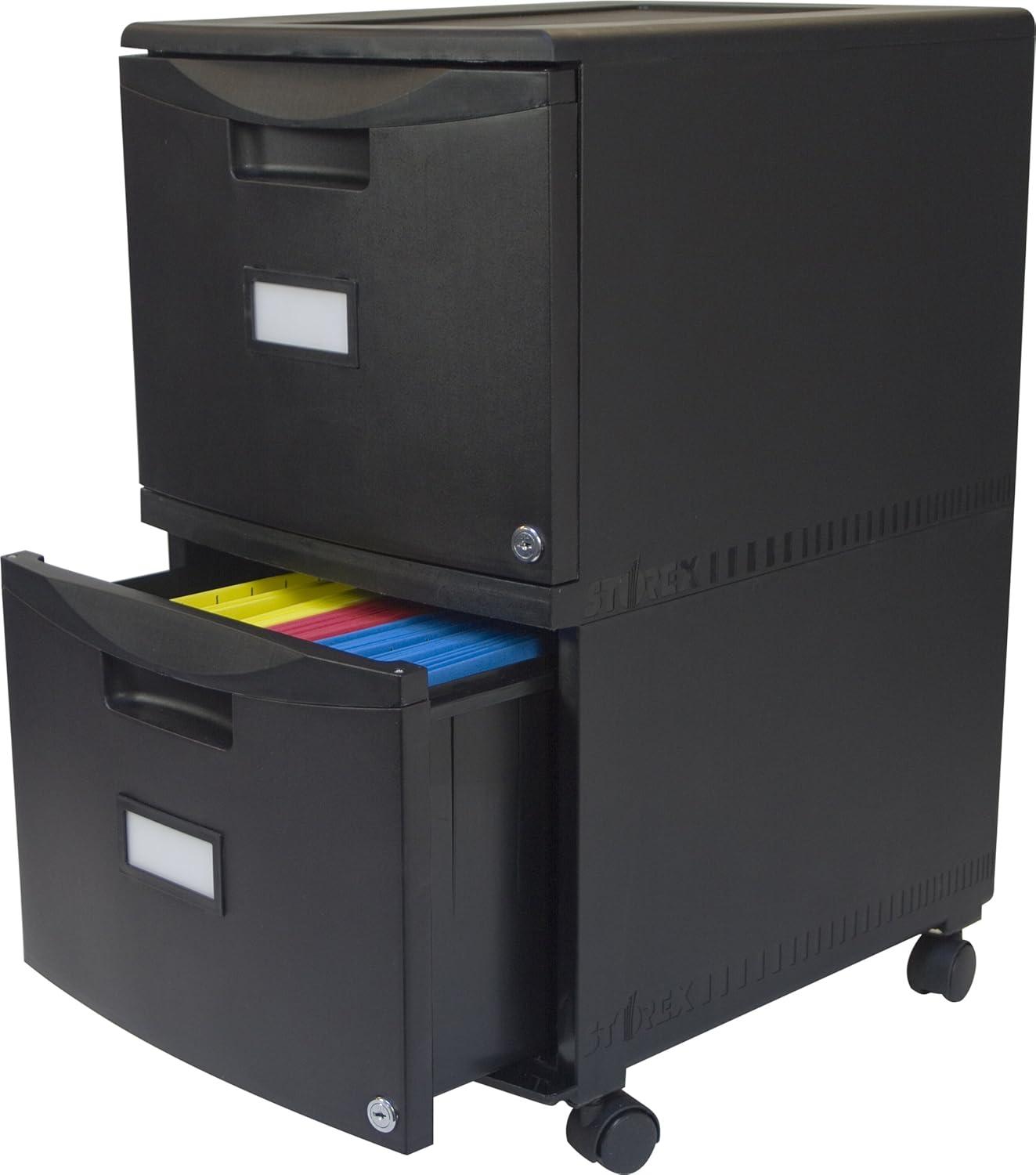 Black Mobile 2-Drawer Lockable Legal Size File Cabinet