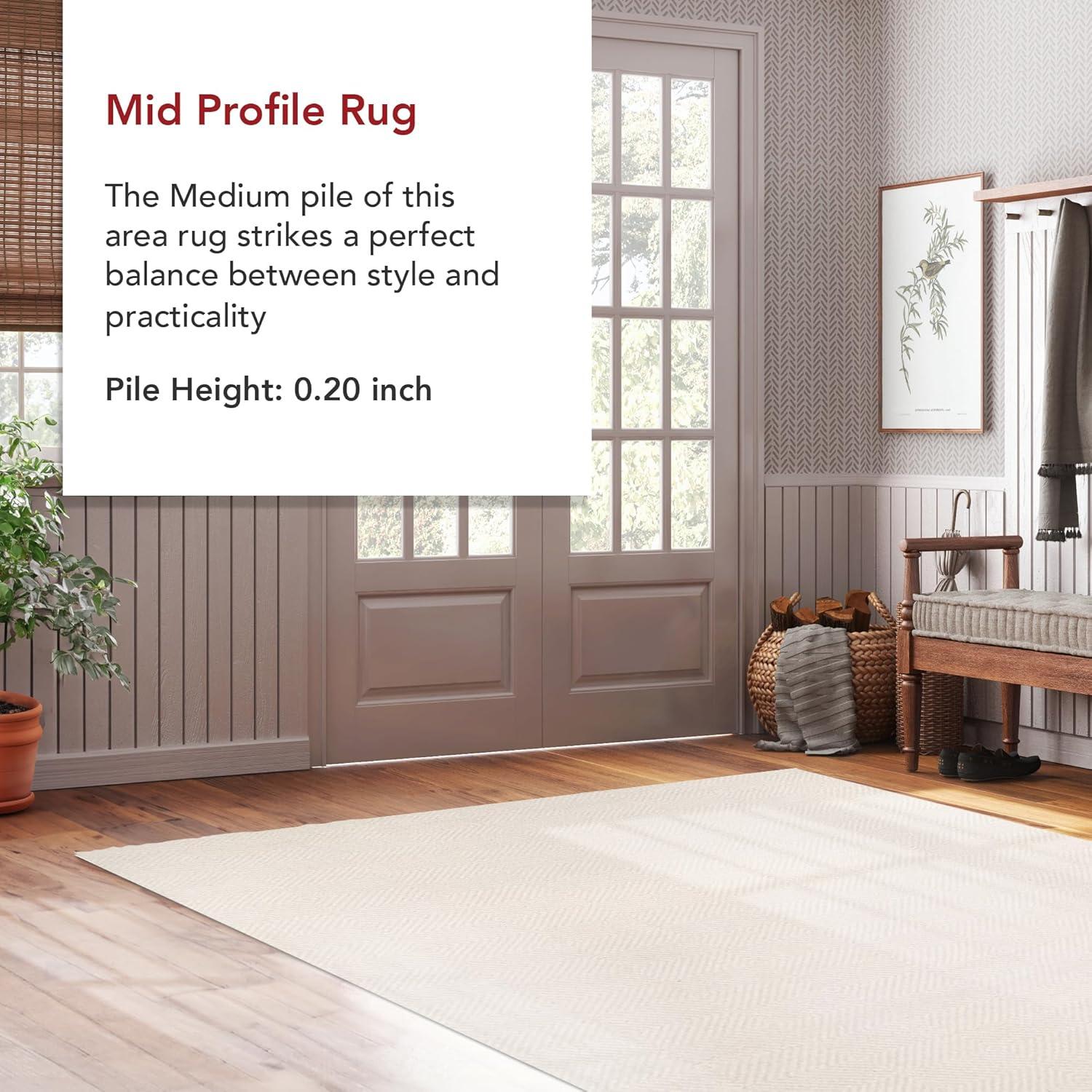 Nuloom Ago Geometric 8x10 Wool Indoor Area Rug for Living Room Bedroom Dining Room Kitchen, Cream/Ivory