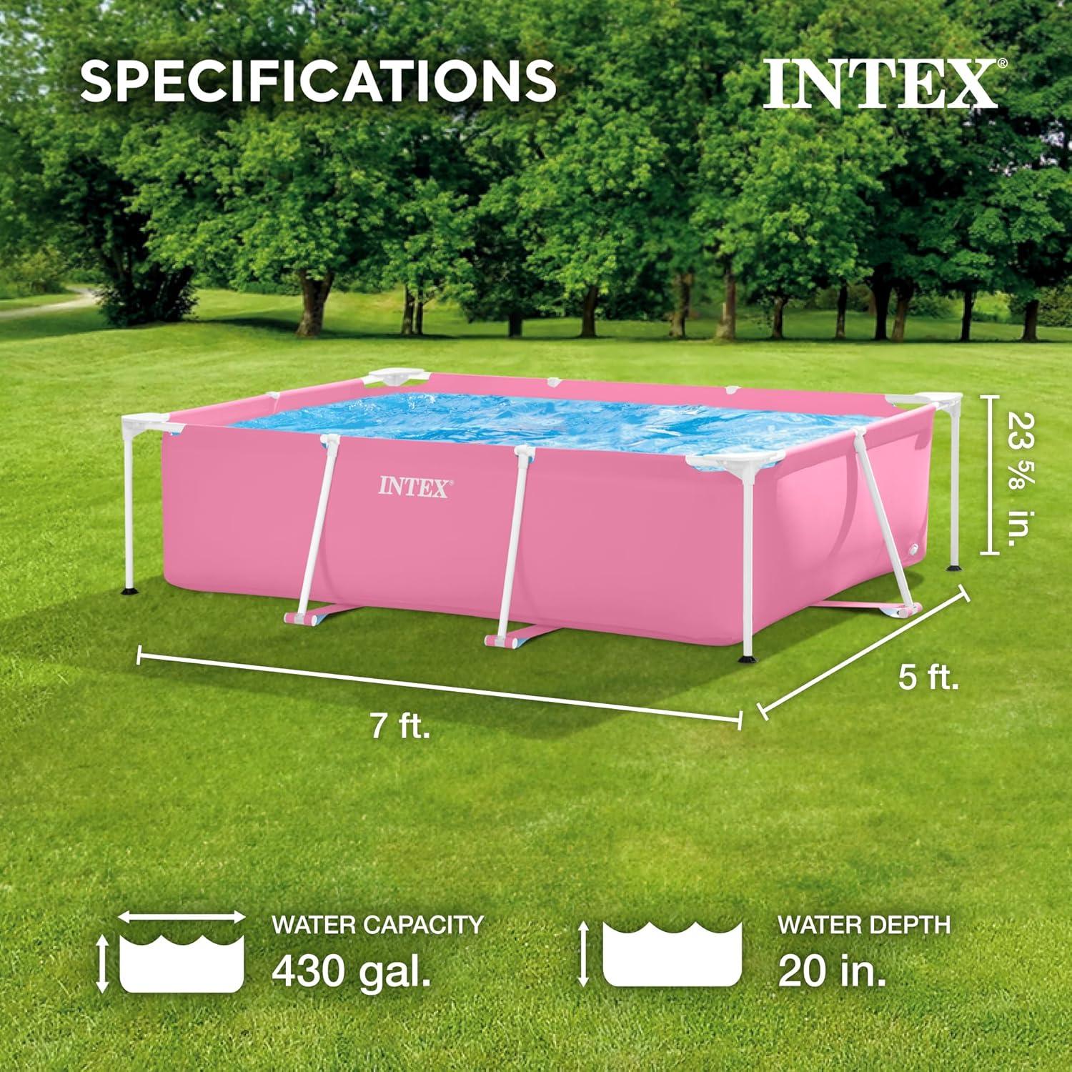 Intex Rectangular Metal Frame Above Ground Outdoor Backyard Swimming Pool