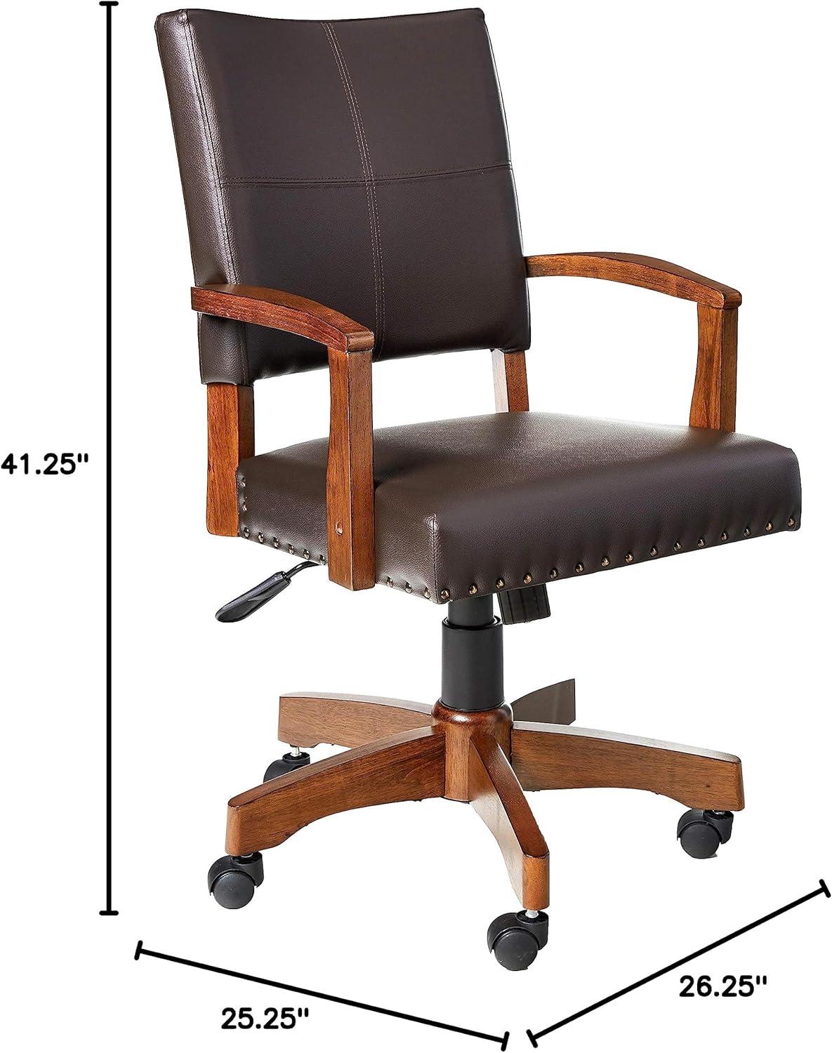 Deluxe Wood Bankers Chair in Espresso Faux Leather