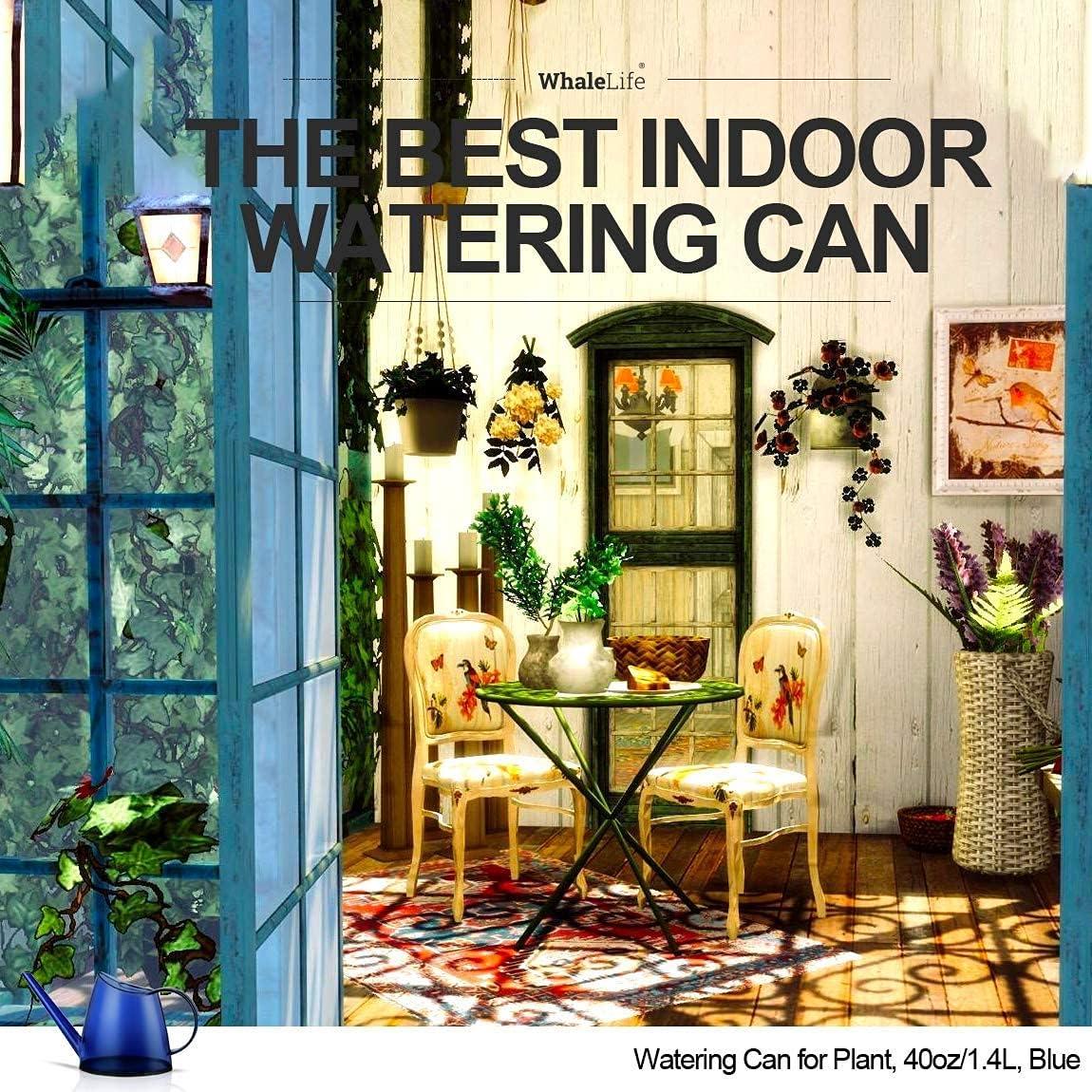 WhaleLife Indoor Watering Can for House Bonsai Plants Garden Flower Long Spout 40oz 1.4L PS Resin Pot (Blue)