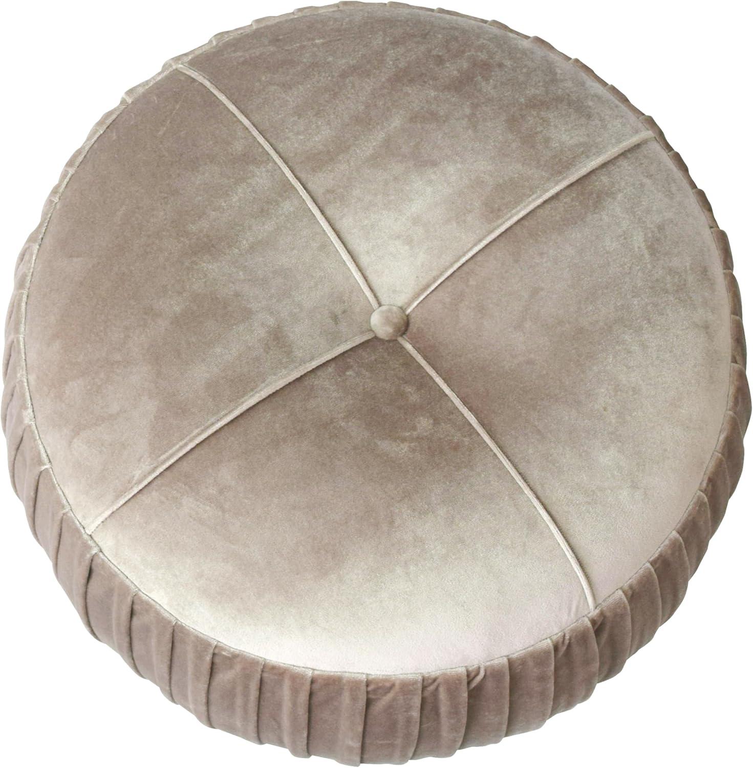 Helena Velvet Small Round Ottoman Beige N/A