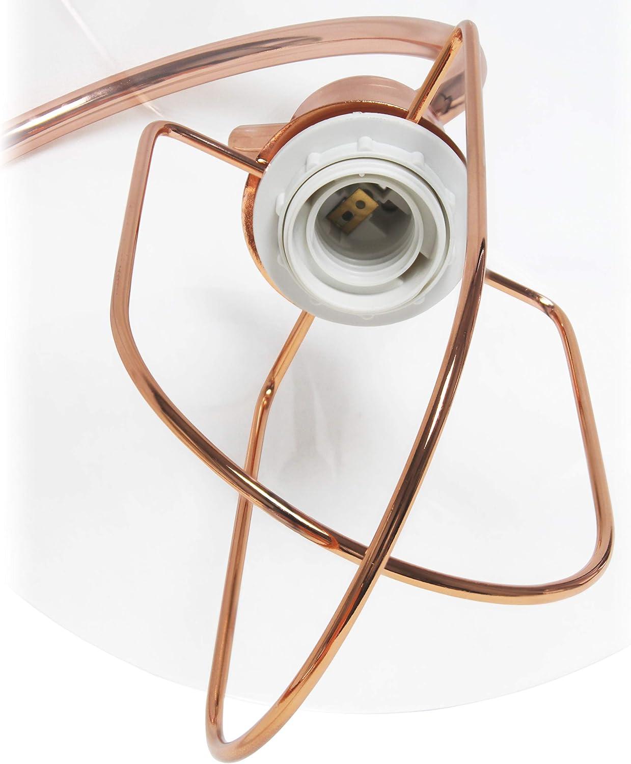 Lalia Home Modern Metal Scroll Table Lamp with Curved Metal Base and Clear Glass Shade - Rose Gold