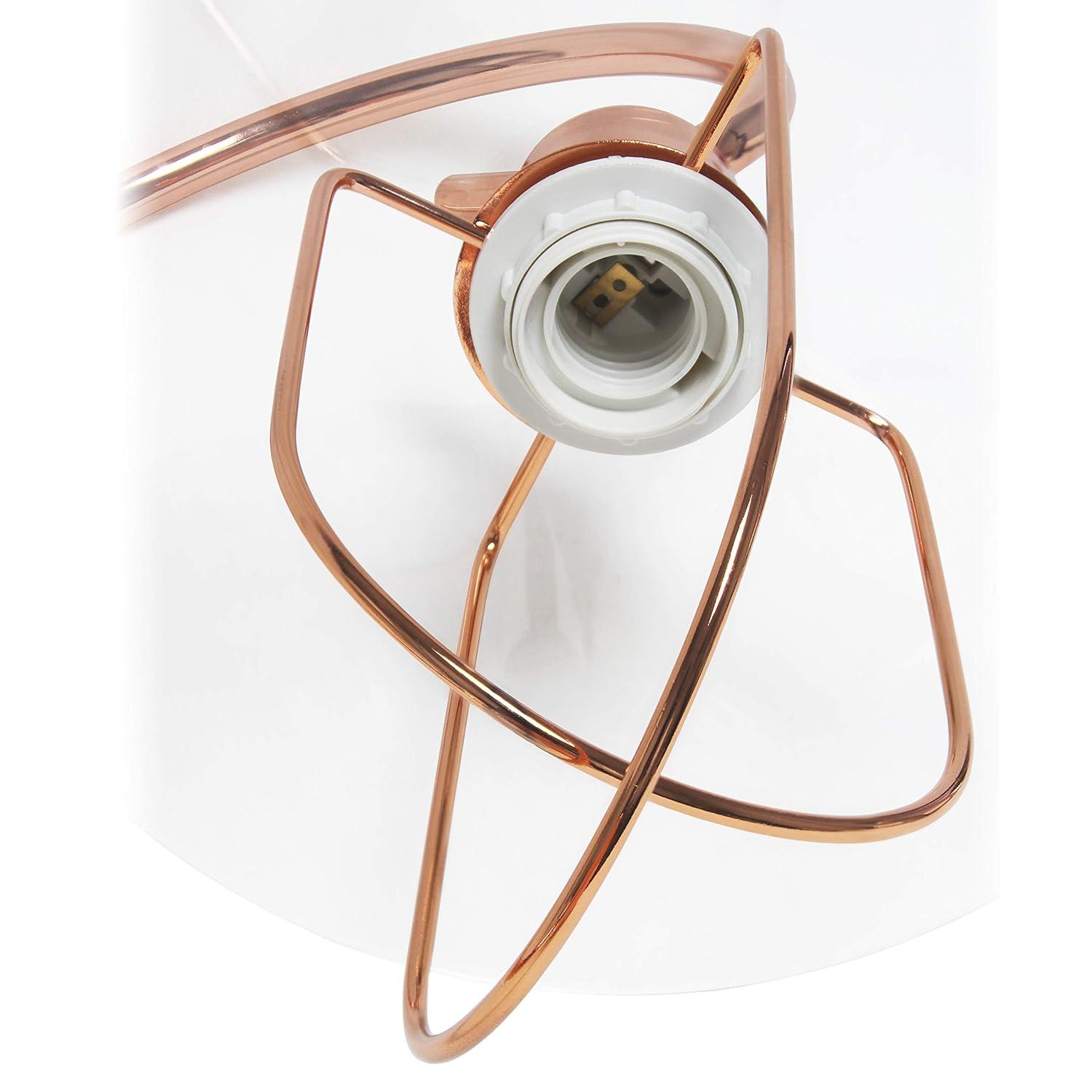Lalia Home Modern Metal Scroll Table Lamp with Curved Metal Base and Clear Glass Shade - Rose Gold