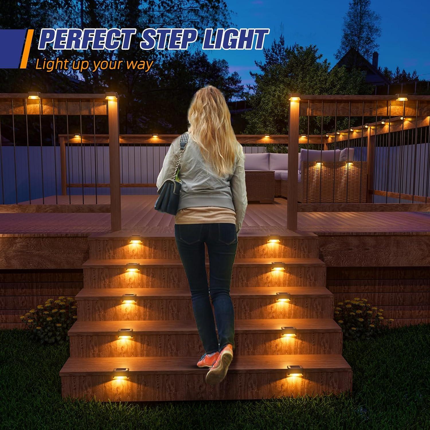 Warm White LED Solar Deck and Fence Lights, 16-Pack