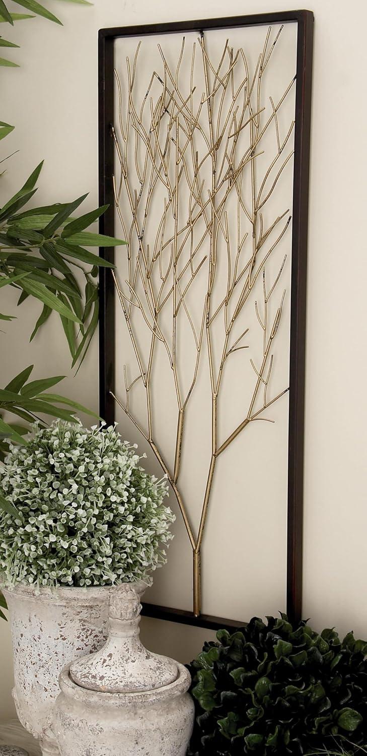 Metal Tree Branch Wall Decor with Black Frame Set of 3 Black - Olivia & May