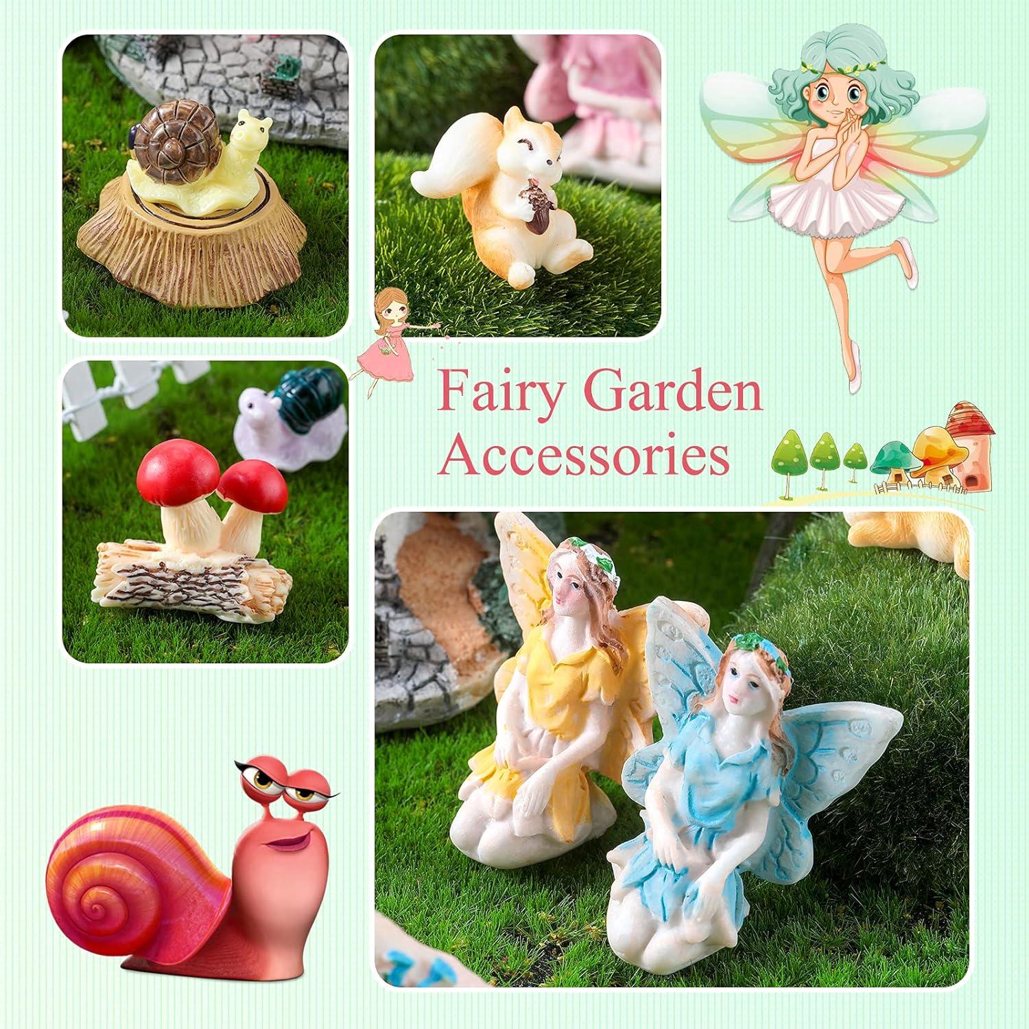 31 Pieces Fairy Garden Accessories Kit Miniatures House Supplies Fly Wing Dollhouse Gifts for Home Garden Lawn Decoration