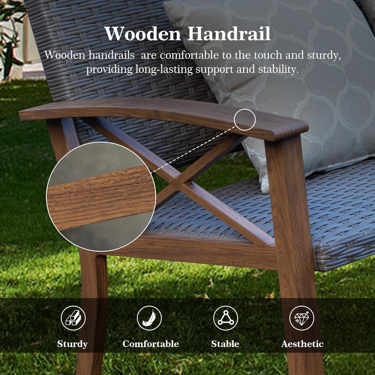 Domi Aluminum Patio Furniture Set, 4-Piece Modern Conversation Set with Cotton Padding Backrests and Seats, Outdoor Sectional Metal Sofa Set with 5.5 Inch Cushion and Coffee Table for Balcony, Garden