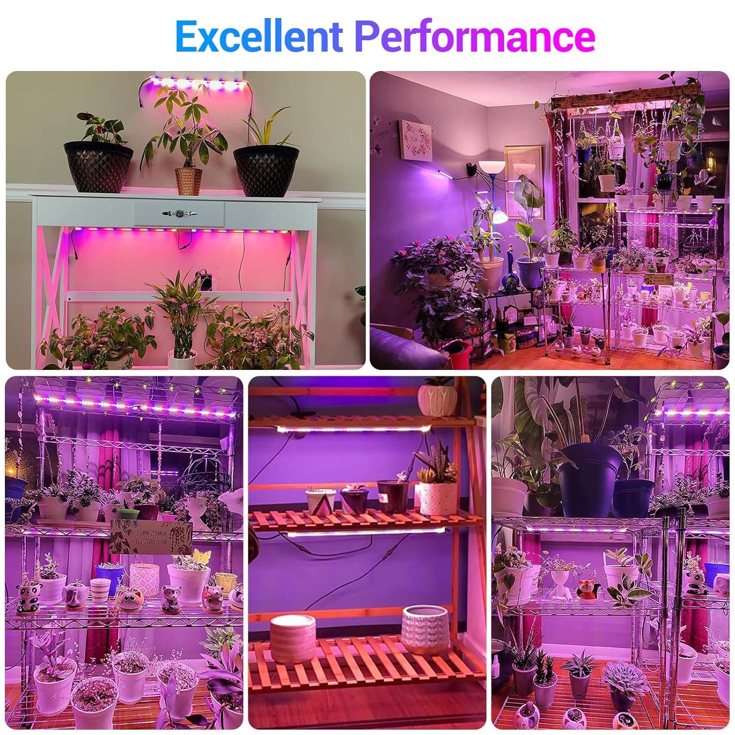 LED Grow Lights Strips for Indoor Plants, 3 Working Modes & 10 Dimmable Levels Plant Lights with Auto Cycle Timer 3/9/12Hrs, 36W Full Spectrum DIY Growing Lamps for Seedings Hydroponics, 6 Strips
