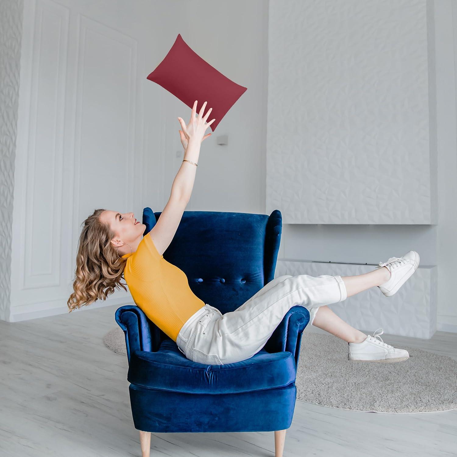 Utopia Bedding Throw Pillows Insert (Pack of 2, Wine Red) - 12 x 20 Inches Bed and Couch Pillows - Indoor Decorative Pillow