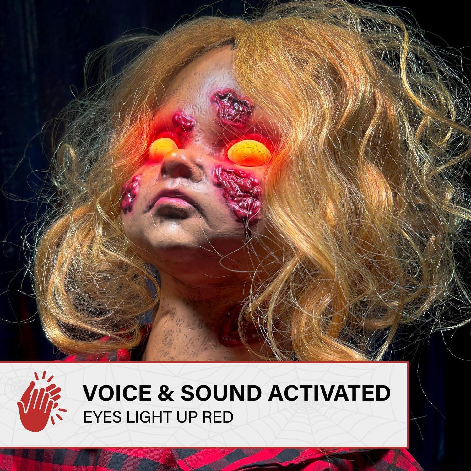 Haunted Hill Farm Lifesize Witch Prop with Lights and Sound, Indoor/Covered Outdoor Halloween Decoration