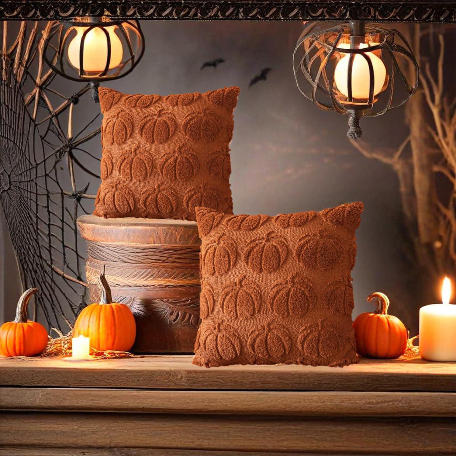 Clearance Deals!Crcmjuhgsa Pillow Case 2pc Pumpkin Fall Decorative Throw Pillow Covers 18"x18" Soft Faux Pillow Covers For Autumn Plush Pillow Cases For Farmhouse Halloween Decor
