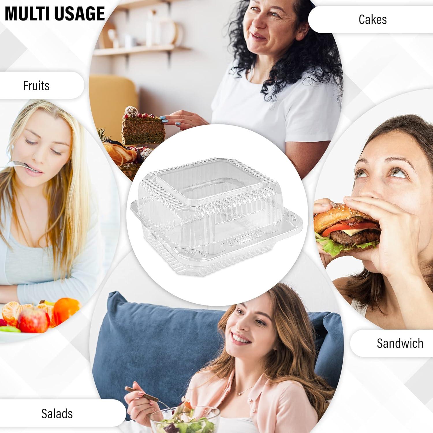 MT Products Clear Square Plastic Containers 5.25 x 5.26" x 3.2" - Pack of 40