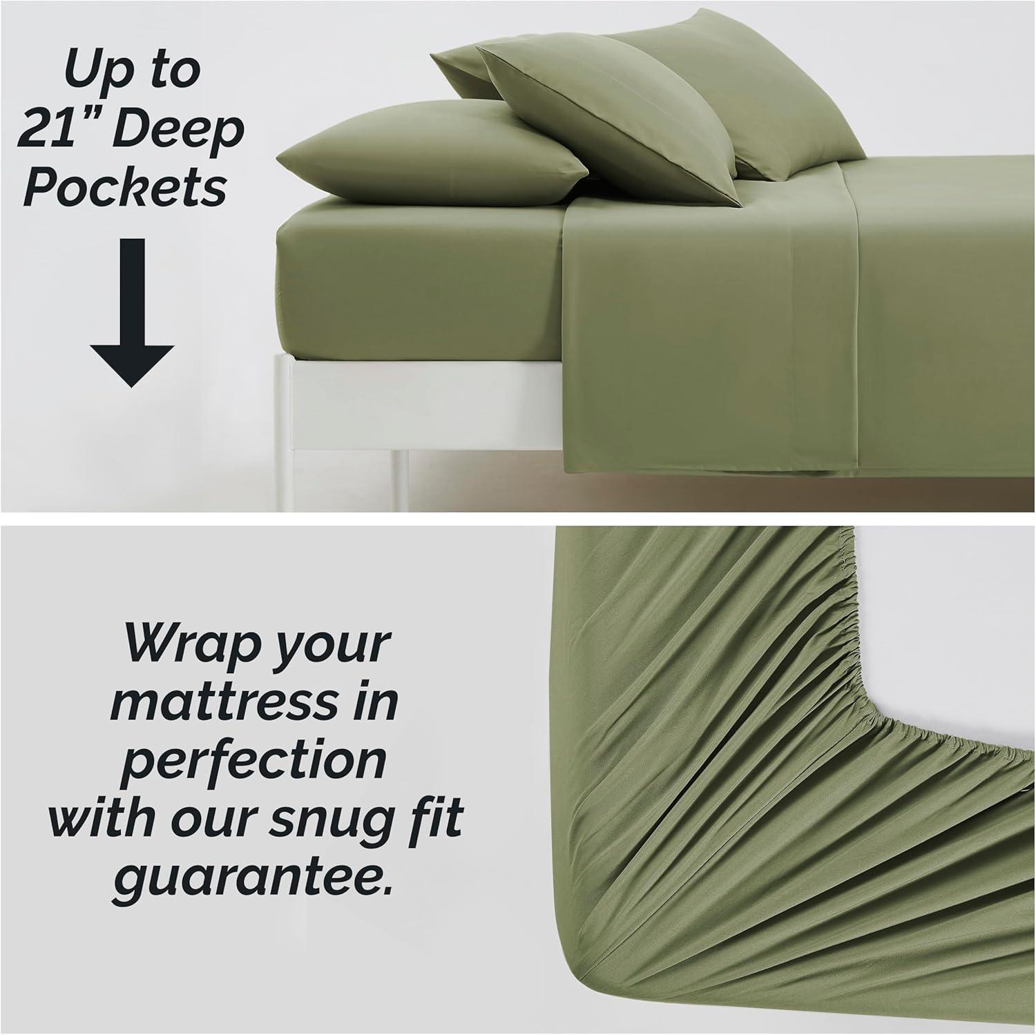 Sage Green Queen Microfiber Deep Pocket Sheet Set