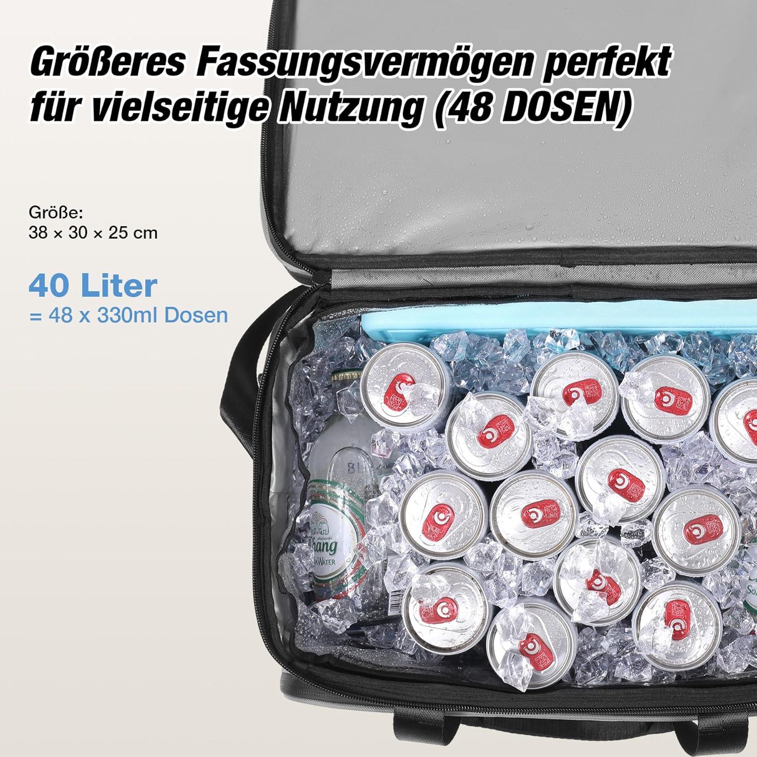 WARMOUNTS Soft Cooler Bag 48 Cans & Insulated Bag 2 in 1, w/ Insulating Cover, Upgraded Leakproof Camping Cooler Bag 2 Compartment for Camping Hiking Picnic Beach