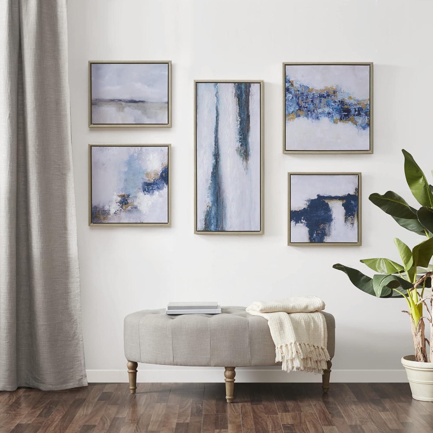 Martha Stewart Blue Drift Abstract 5-piece Gallery Framed Canvas Wall Art Set