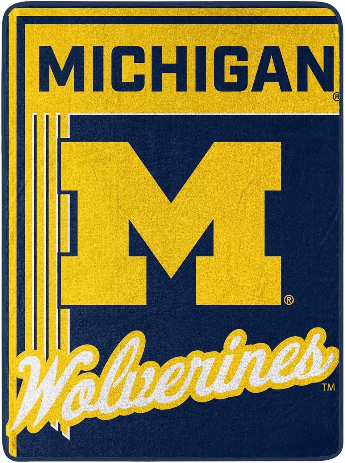 Michigan Wolverines 46" x 60" NCAA Officially Licensed Throw Blanket – Super Soft Lightweight Fleece Blanket for Game Day, Dorms, Couch, Travel & Tailgating Comfort