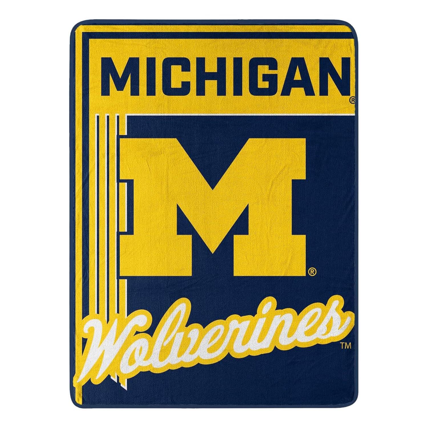 Michigan Wolverines 46" x 60" NCAA Officially Licensed Throw Blanket – Super Soft Lightweight Fleece Blanket for Game Day, Dorms, Couch, Travel & Tailgating Comfort