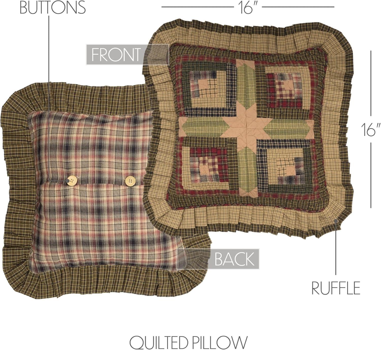 VHC Brands Tea Cabin Patchwork Cotton Reversible Throw Pillow