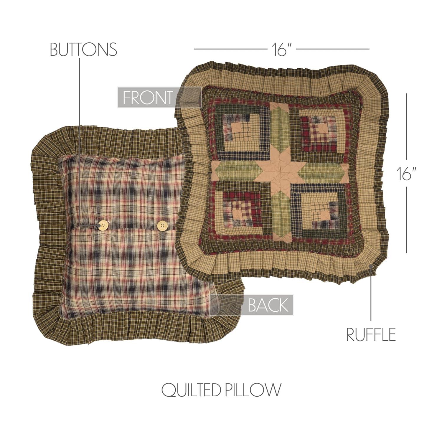 VHC Brands Tea Cabin Patchwork Cotton Reversible Throw Pillow