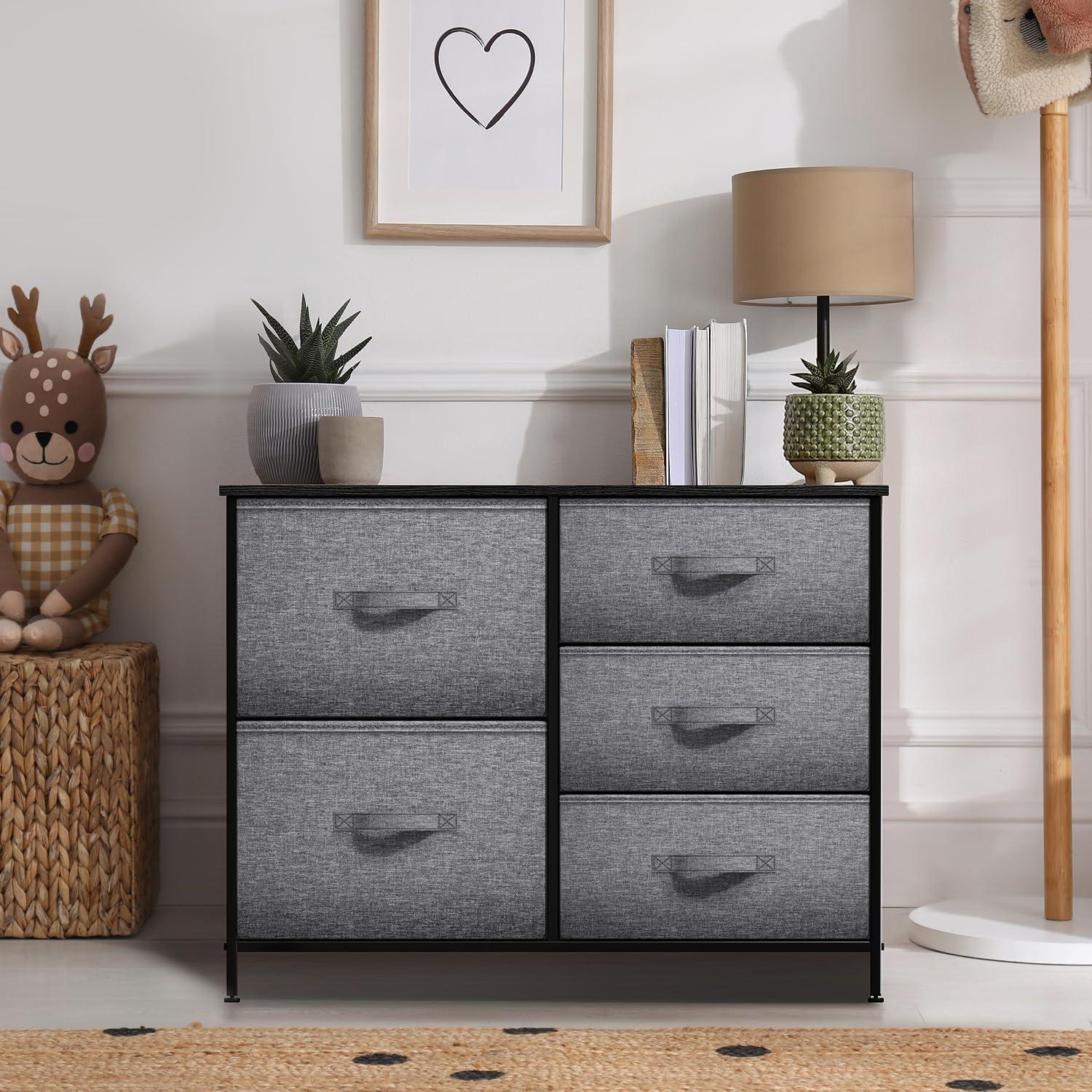 Sorbus Dresser with 7 Drawers - Chest Organizer Tower Unit with Steel Frame, Wood Top, Easy Pull Fabric Bins - Storage Furniture for Bedroom, Hallway, Closet & Office Organization