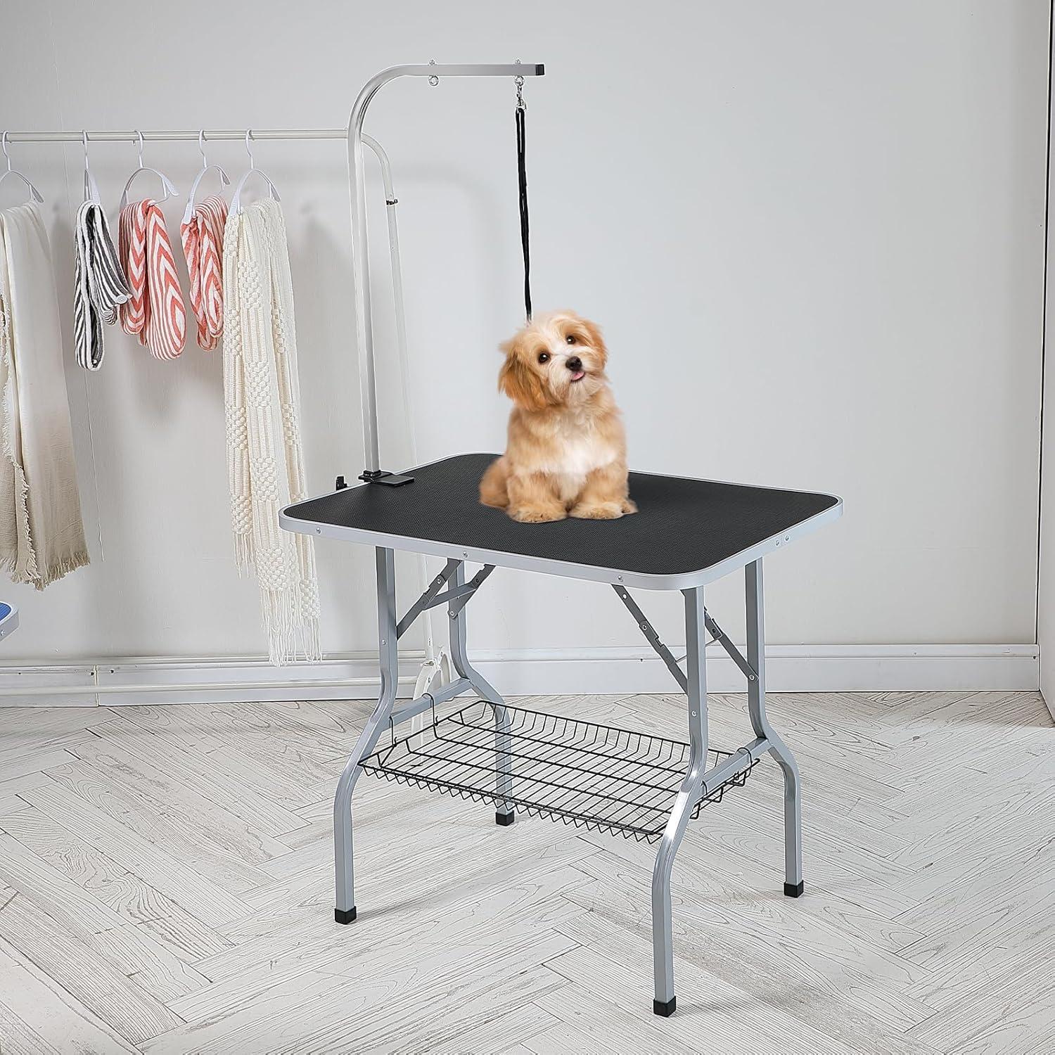 63'' H x 36'' W x 24'' D Metal Foldable Folding Grooming Table