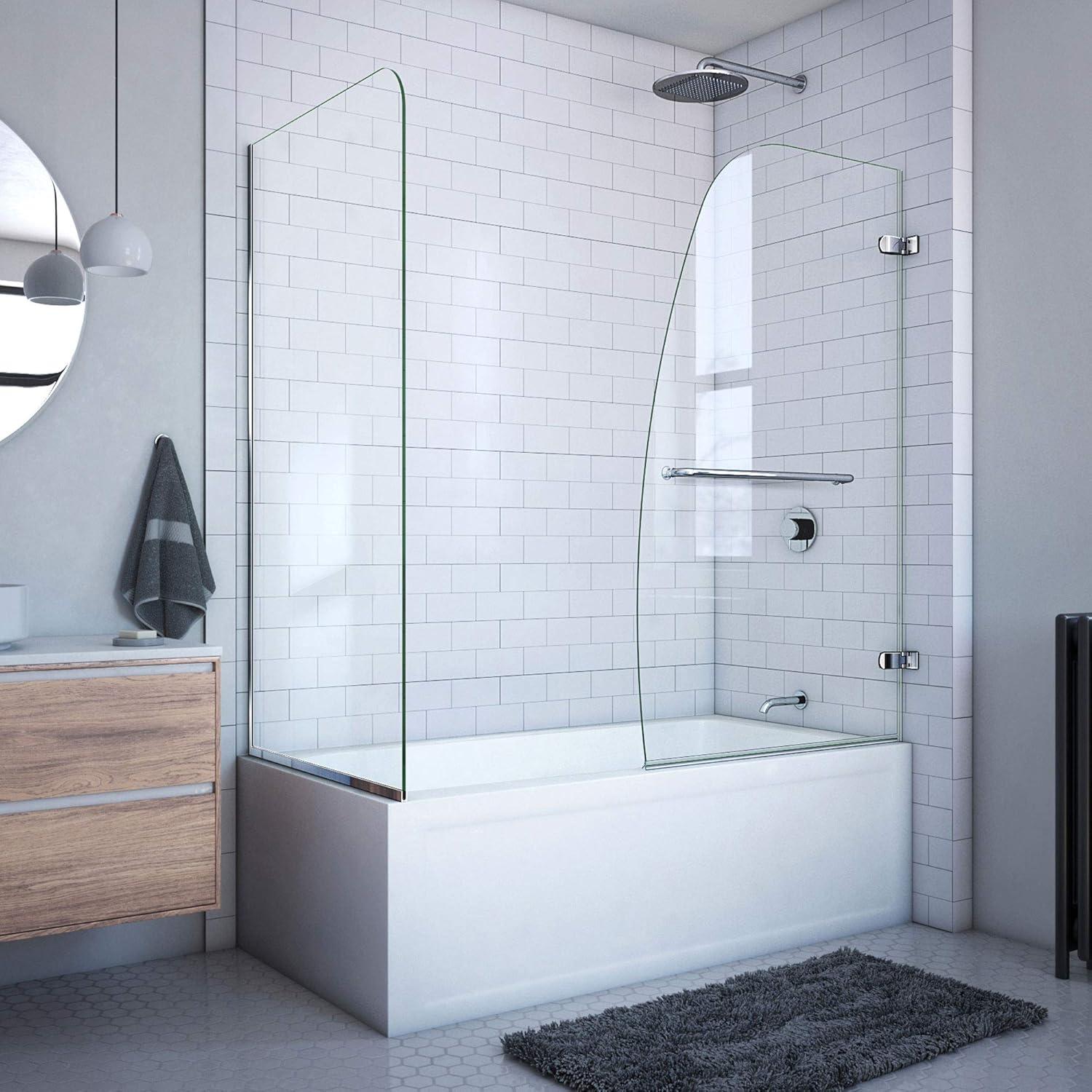 Aqua Uno 56" W x 58" H Hinged Semi-Frameless Tub Door