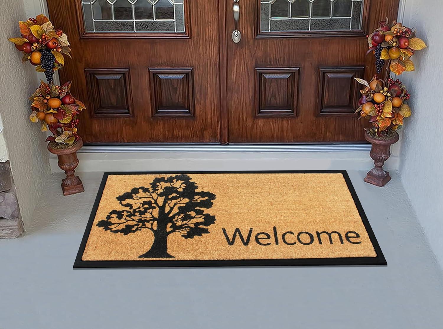 A1 Home Collections Entrance Door Mats, 24” x 48”, Durable Large Doormat, Non-Slip Welcome Doormat, Rubber Backed Thin-Profile Heavy Duty Door Mat, Doormat for Front Door, High Traffic Areas
