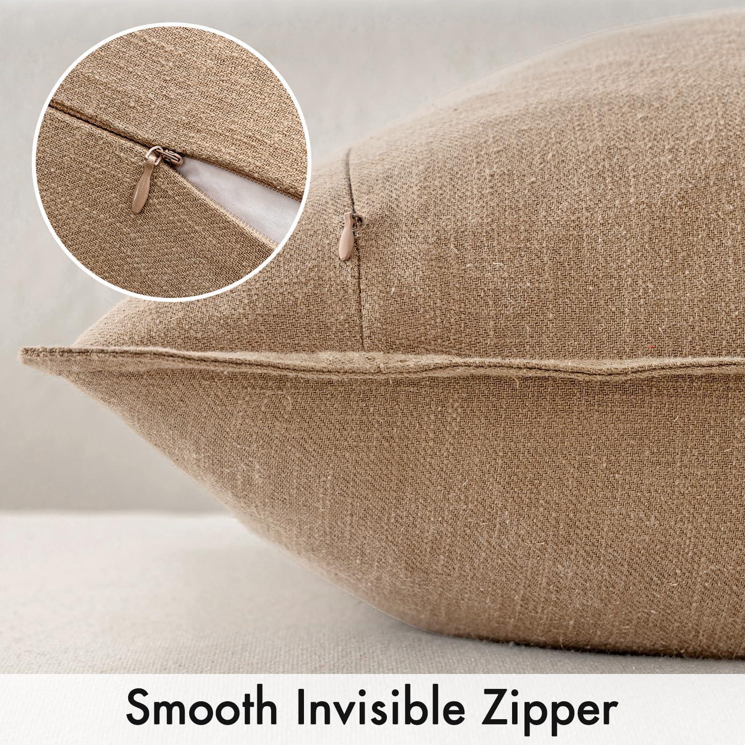MIULEE Pack of 2 Decorative Linen Pillow Covers 20x20 Inch Brick Farmhouse Soild Neutral Throw Pillow Covers Soft Accent Decorative Pillowcases Home Decors for Couch Sofa Bed Living Room