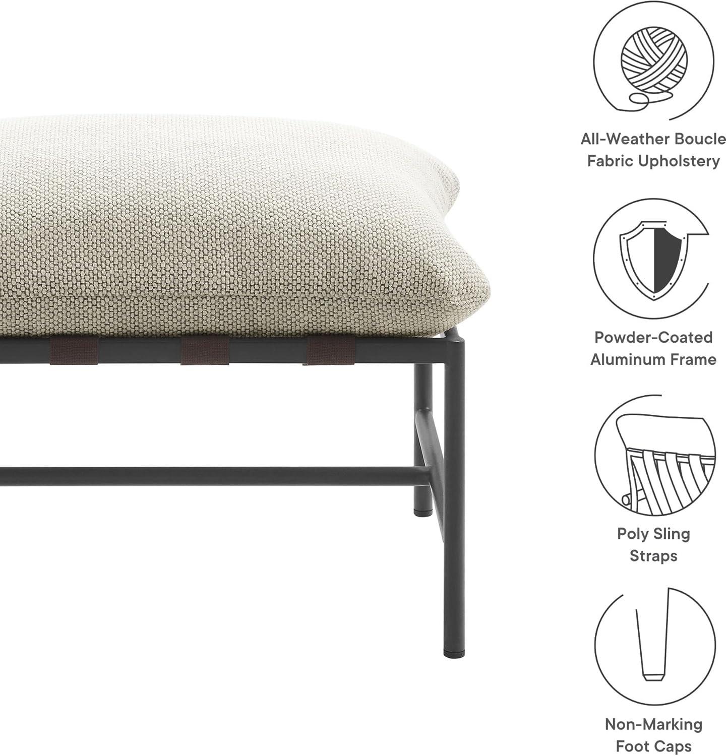Modway Raya Outdoor Patio Boucle Ottoman in Ivory