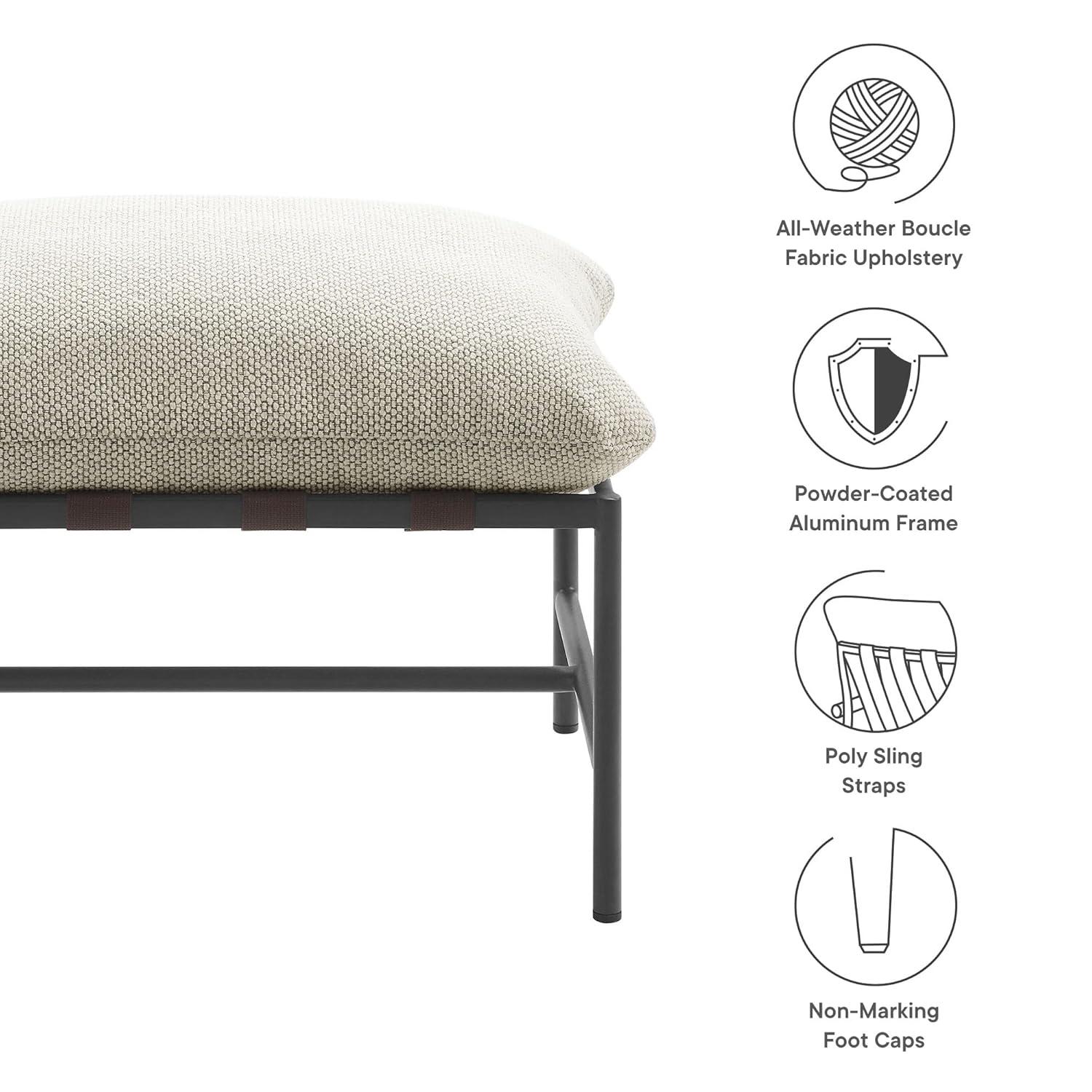 Modway Raya Outdoor Patio Boucle Ottoman in Ivory