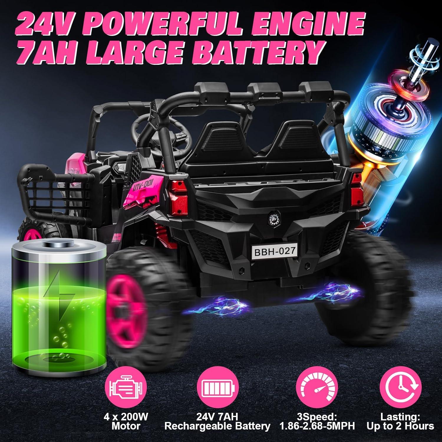 Pink 24V 2-Seater Ride-On UTV with Remote Control