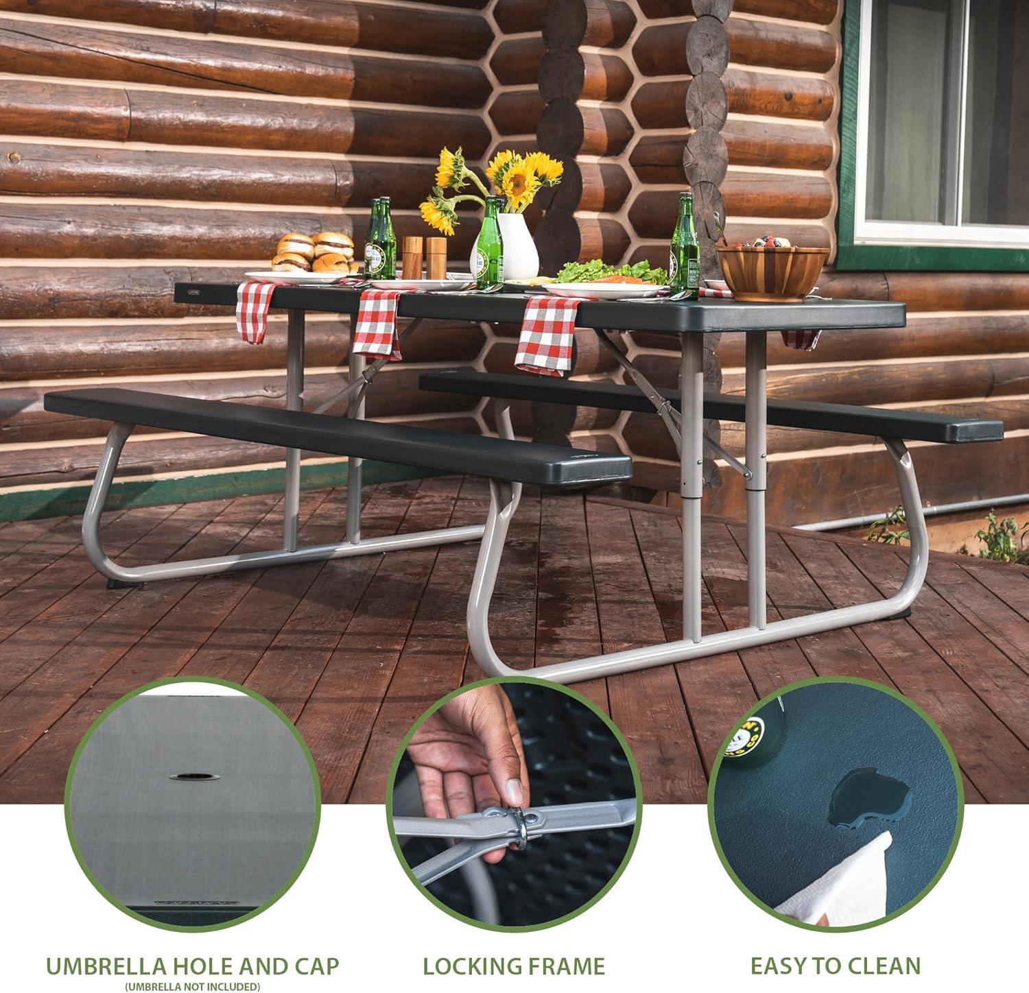 Lifetime 6 Foot Polyethylene Picnic Table, Hunter Green (22123)